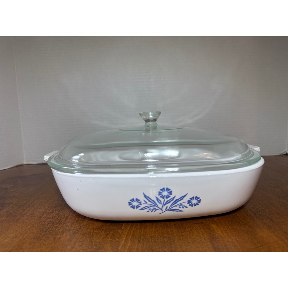 Vintage Corning Ware Blue Cornflower 10 Inch Casserole Dish P-10-B w/ Glass Lid